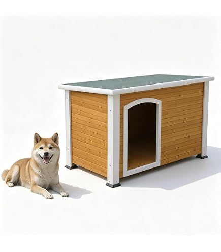 Amazon | YIY Rock-Solid 木製犬小屋 小型犬用 屋外用 高床式 通気設計